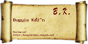 Bugyis Kán névjegykártya